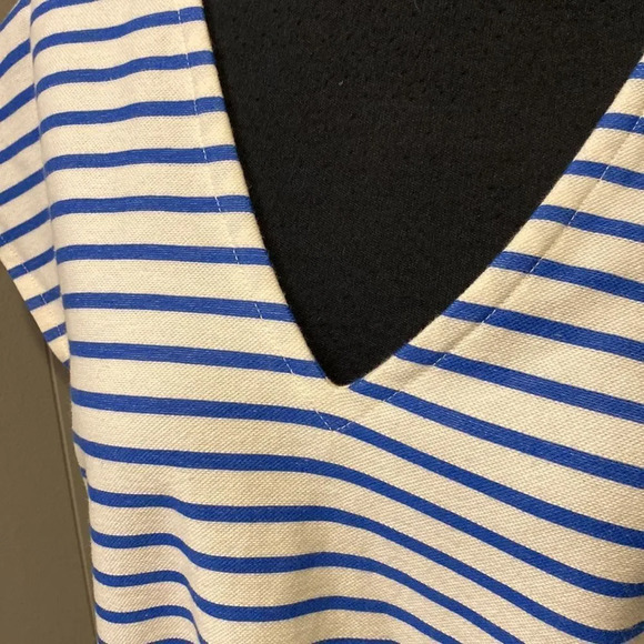 J Crew Small Midi Sleeveless Dress Stripes V Neck Side slits on hem - Picture 3 of 7